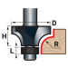 EXTOL PREMIUM fréza zaoblovací (vydutá) do dřeva, R3xD21,5xH12, stopka 8mm, 8802103