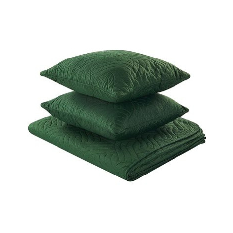 Sada embosovaného přehozu na postel s polštáři 140×210 cm zelená BABAK, 313567 BELIANI