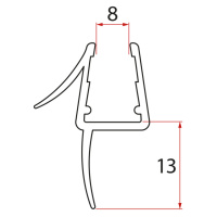 Gelco Spodní těsnění na otočné sklo 8mm, 600mm