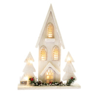 Dřevěný LED domeček Christmas cottage bílá, 36 x 27 x 7 cm