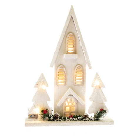 Dřevěný LED domeček Christmas cottage bílá, 36 x 27 x 7 cm