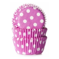 Košíčky na muffiny mini 60ks fialové s bílými puntíky - House of Marie
