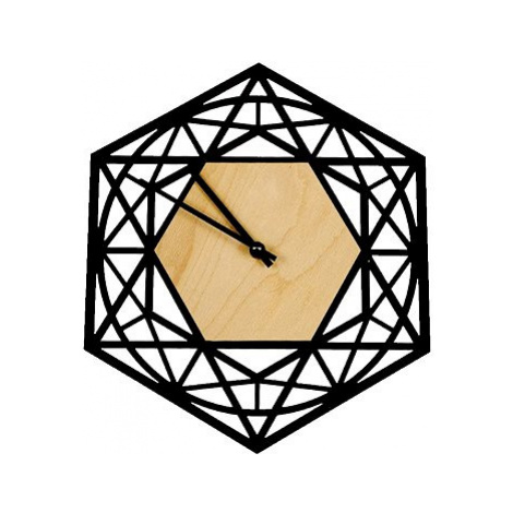 AMADEA Dřevěné hodiny nástěnné ve tvaru šestiúhelníku, masivní dřevo, průměr 30 cm