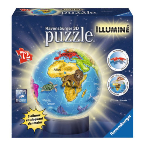 RAVENSBURGER 3D Svítící puzzleball Globus 72 dílků 117699