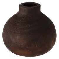Dřevěná kulatá váza tmavá Ø21 cm