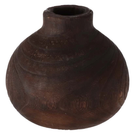 Dřevěná kulatá váza tmavá Ø21 cm Hogewoning