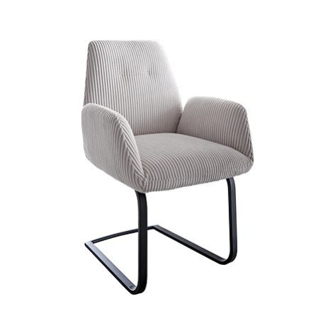 DELIFE Jídelní židle Zoa-Flex konzolová podnož plochá černá manšestr stříbrnošedá