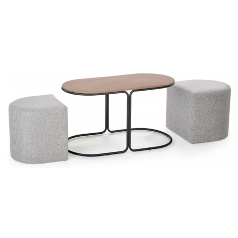 Konferenční stolek se sedacími boxy PAMPA — ořech, šedá