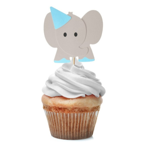 1.rok narozeniny boy - Zápichy na cupcakes Slon modrý 10 ks GoDan