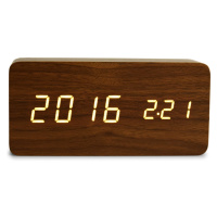 WOODOO CLOCK, digitální LED dřevěné hodiny tmavé dřevo