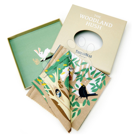 Textilná knižka Woodland Hush Rag Book Threadbear s 12 lesnými zvieratkami 100% jemná bavlna 17* ThreadBear design