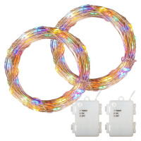 VOLTRONIC 2x 200 LED světelný řetěz, drát, barevný, baterie