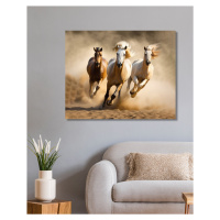 Obrazy na stěnu - Běžící koně v písku 2 Rozměr: 40x50 cm, Rámování: vypnuté plátno na rám