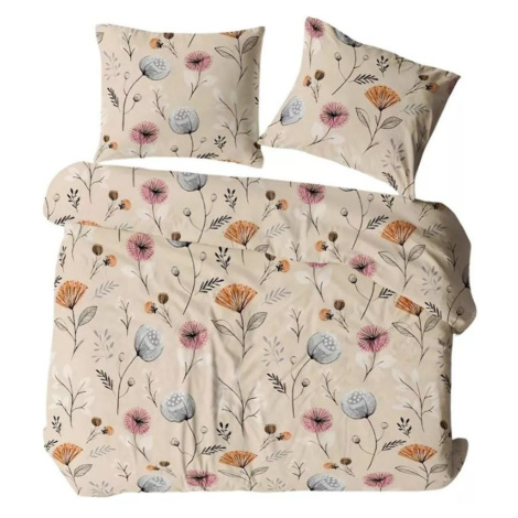 Flanelové povlečení 1709N KVĚTINY 140x200 cm