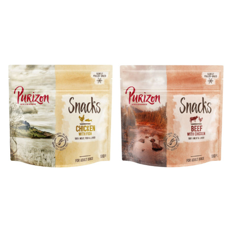 Purizon Snacks zkušební mix 2 x 100 g - hovězí a kuře / kuře a ryba