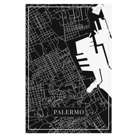 Mapa Palermo black, 26.7 × 40 cm