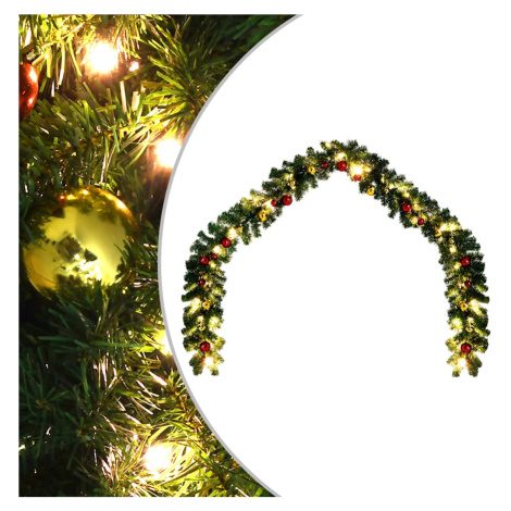 vidaXL Vánoční girlanda ozdobená baňkami a LED světýlky 10 m