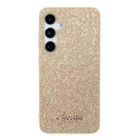 Guess PC/TPU Glitter Flakes Metal Logo Zadní Kryt pro Samsung Galaxy S24 Gold