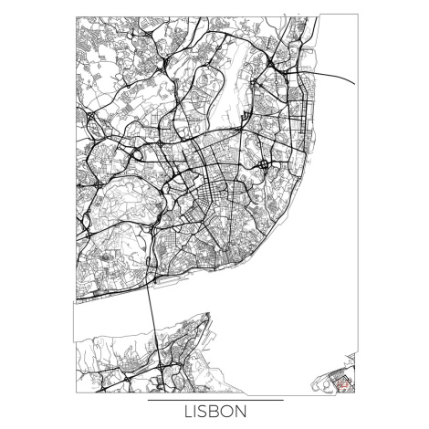 Mapa Lisbon, Hubert Roguski, (30 x 40 cm)