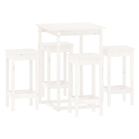 vidaXL 5dílný barový set bílý masivní borové dřevo