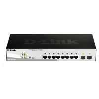 D-Link DGS-1210-08P 10-port Gigabit Smart PoE Switch, 8x GbE PoE+, 2x SFP, PoE 65W, fanless