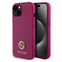 Guess PU 4G Strass Metal Logo kryt iPhone 15 růžový