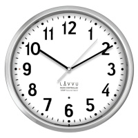 Lavvu LCR3010 -  Stříbrné hodiny Accurate Metallic Silver řízené rádiovým signálem - 3 ROKY ZÁRU