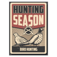 Ilustrace Bird hunting poster. Rifle, pheasant and quail, seamartini, 30 × 40 cm