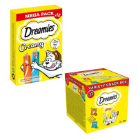 Dreamies Creamy Snacks + Dreamies Mixbox - 15 % sleva - Creamy Snacks kuřecí s lososem (12 x 10 