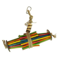 Duvo+ Závěsná barevná hračka pro exoty s kukuřičnými listy a kokosem 19 × 22,9 × 6 cm