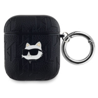 Pouzdro Karl Lagerfeld PU Embossed Choupette Head Apple AirPods 1/2 Black