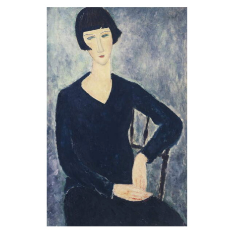 Obrazová reprodukce Young woman with a fringe or young seated woman in blue dress, Modigliani, A