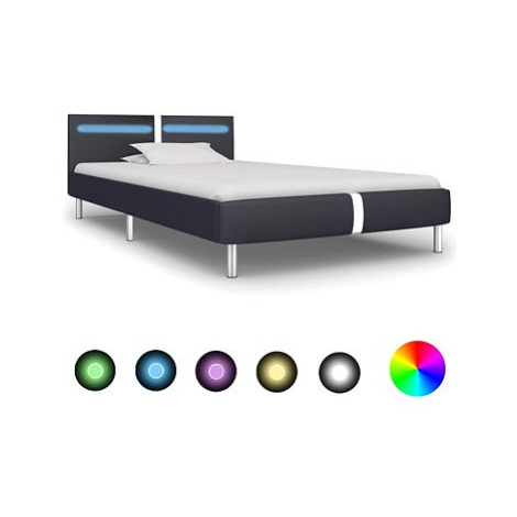 Rám postele s LED světlem černý umělá kůže 90x200 cm SHUMEE