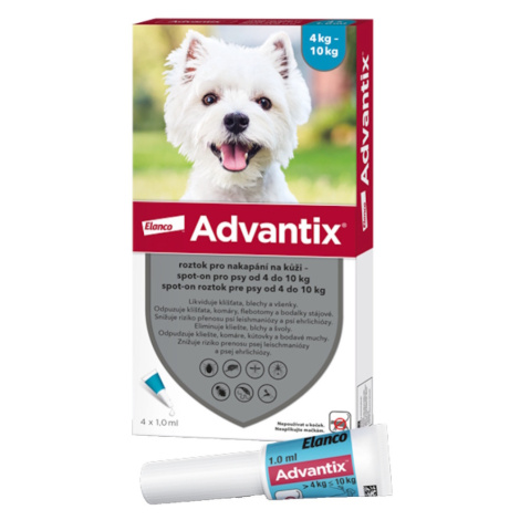 ADVANTIX Spot-on pro psy 4-10 kg 1 ml 4 pipety