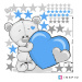 Chlapecká samolepka na zeď - Medvídek s hvězdami v modré barvě
