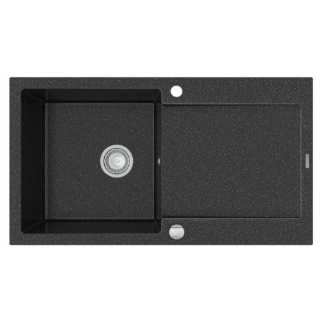 MEXEN Leo granitový dřez 1 s odkapávačem 900x500 mm, černá spotty 6501901010-76