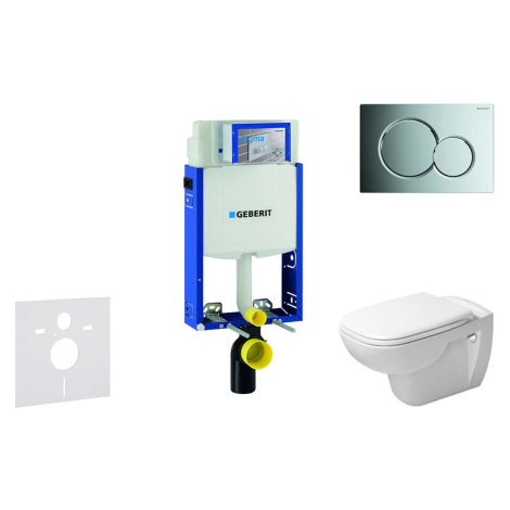 Geberit Kombifix - Modul pro závěsné WC s tlačítkem Sigma01, lesklý chrom + Duravit D-Code - WC 