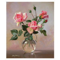 Obrazová reprodukce AB69 Pink Roses in a Glass Jug, Williams, Albert, 35 × 40 cm