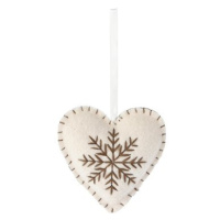 H&L Závěsná vánoční dekorace Srdce, 10 cm, smetanová