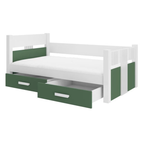 ArtAdrk Jednolůžková postel BIBI | 80 x 180 cm Barva: bílá / zelená