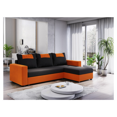 Rohová sedačka SKIPPY BIS, černá/oranžová