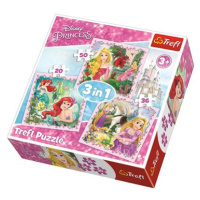 Trefl Puzzle Disney princezny se zvířecími přáteli 3v1 (20,36,50 dílků)