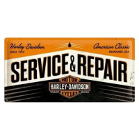 Plechová cedule Harley-Davidson - Service & Repair, 50 × 25 cm