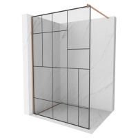 MEXEN/S Kioto Sprchová zástěna WALK-IN 100 x 200, černý vzor 8 mm, měď kartáčovaná 800-100-101-6