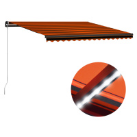 vidaXL Ručně zatahovací markýza s LED světlem 400x300 cm oranžovohnědá