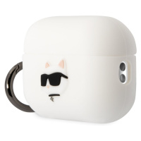 Silikonové pouzdro Karl Lagerfeld 3D Logo Choupette pro Airpods Pro2, white
