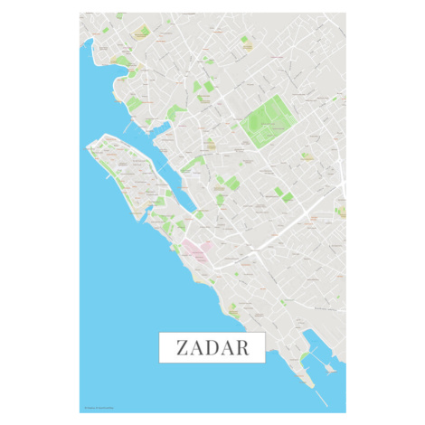 Mapa Zadar color, 26.7 × 40 cm