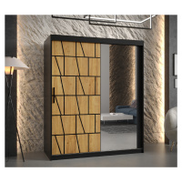 Šatní skříň Abi Lima 2 Barva korpusu: Černá, Rozměry: 150 cm, Dveře: Lima + zrcadlo