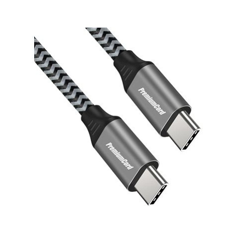 PremiumCord Kabel USB-C M/M, 100W 20V/5A 480Mbps bavlněný oplet 1m