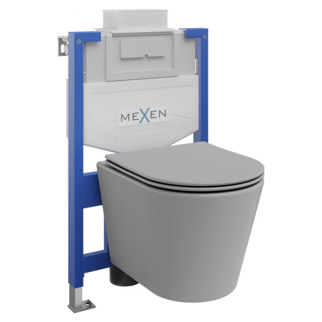 MEXEN/S WC předstěnová instalační sada Fenix XS-U s mísou WC Rico + sedátko softclose, světle še